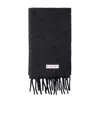 Marni Logo Detailed Fringed Scarf In Black