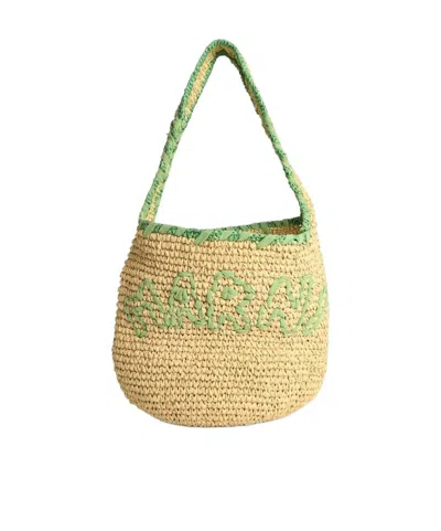 Marni Logo Detailed Small Hobo Bag In Brown
