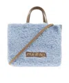 Marni Shearling Leather-trimmed Tote Bag In Blue