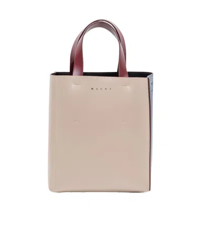 Marni Logo Detailed Top Handle Bag In Red
