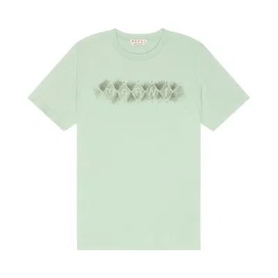 Pre-owned Marni Logo Diamond Print T-shirt 'green' | Men's Size 54