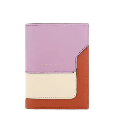 Marni Logo Double-folded Wallet In Pink