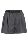Marni Pleated Shorts With Branded Band In Graphite/black