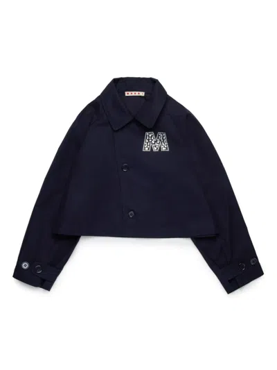Marni Kids' Logo-embellished Jacket In Blue