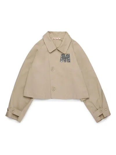 Marni Kids' Logo-embellished Jacket In Beige