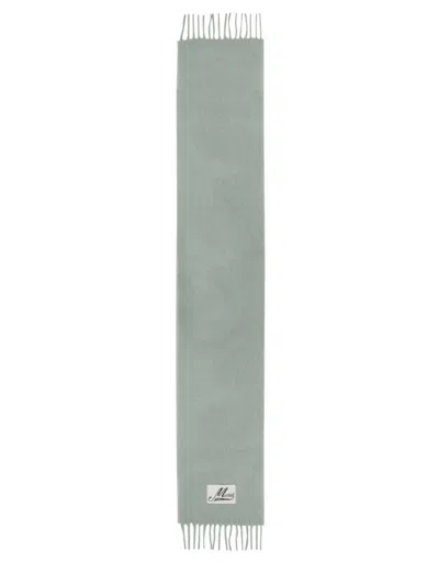 Marni Logo-embellished Scarf With Fringed Edges In Green