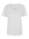 Marni White Crewneck T-shirt With Logo Patch On The Front In Cotton Woman