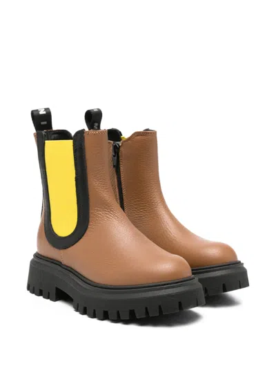 Marni Kids' Logo-embellishment Boots In Brown