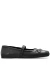 Marni Black Ballerinas With Embossed Bow Detail On The Front In Leather Woman