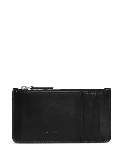 Marni Logo-embossed Card Holder In Black
