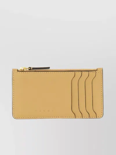 Marni Logo Embossed Card Holder With Multiple Slots In Neutral