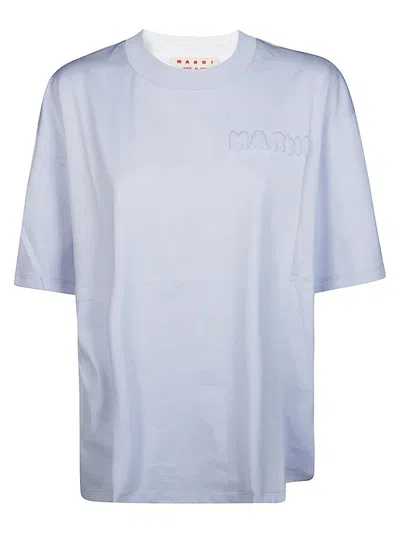 Marni Crew Neck Relaxed Fit Short Sleeves Top In White