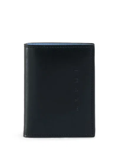 Marni Logo-embossed Leather Wallet In Black