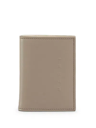 Marni Logo-embossed Leather Wallet In Neutrals