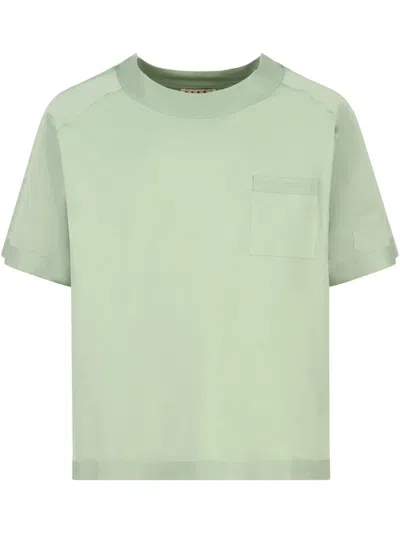Marni Logo-embossed T-shirt In Green
