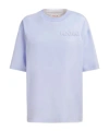 Marni Cotton Knit T-shirt With Logo Detail In Purple