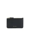 Marni Logo Embossed Zip Pouch In Black
