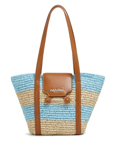 Marni Logo-embroidered Bag In Blue