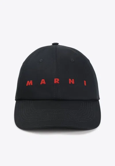 Marni Logo-embroidered Baseball Cap In Black