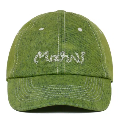 Marni Logo Embroidered Baseball Cap In Green