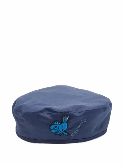 Pre-owned Marni Logo Embroidered Beret In Blue