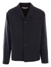 Marni Logo-embroidered Blazer In Blue
