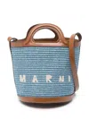 Marni Logo Embroidered Bucket Bag In Blue