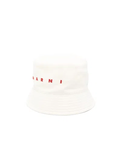 Marni Logo-embroidered Bucket Hat In Sand