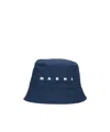 Marni Logo Embroidered Twill Bucket Hat In Blue