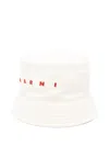 Marni Logo-embroidered Bucket Hat In Neutrals