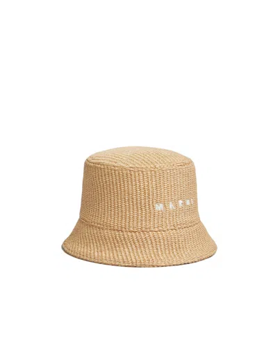 MARNI MARNI LOGO EMBROIDERED FLAT-PEAK BUCKET HAT