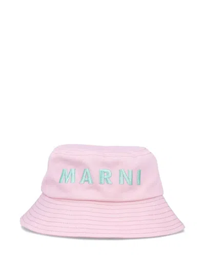 Marni Kids' Logo-embroidered Bucket Hat In Pink