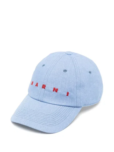 Marni Logo-embroidered Cap In Blue