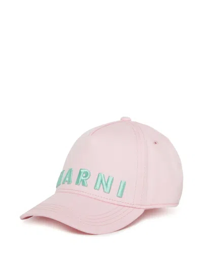 Marni Kids' Logo-embroidered Cap In Pink