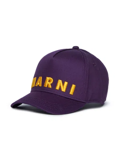 Marni Kids' Logo-embroidered Cap In Purple