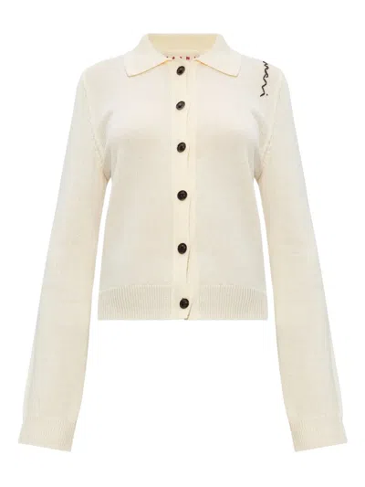 MARNI LOGO-EMBROIDERED CARDIGAN