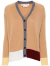 Marni Tan Color-block Cashmere Cardigan In Brown