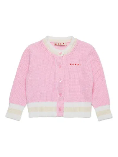 Marni Babies' Logo-embroidered Cardigan In Pink