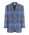 Marni Logo-embroidered Checked Blazer In Blue