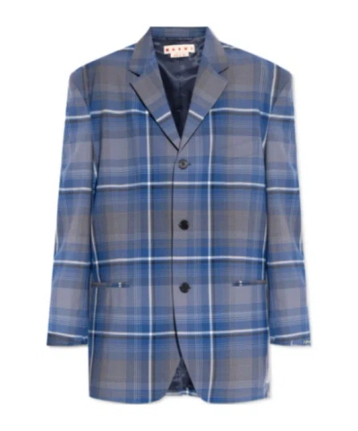 MARNI MARNI PLAID PATTERNED SINGLE BREASTED BLAZER
