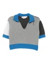 Marni Logo-embroidered Colour-block Polo Top In Brown