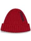 Marni Logo-embroidered Cotton Beanie In Red