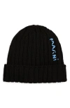 Marni Men's Beanie Hat With Logo In Black
