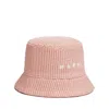 Marni Logo-embroidered Woven Bucket Hat In Pink