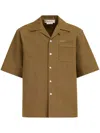 Marni Logo-embroidered Cotton Shirt In Brown
