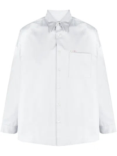 Marni Logo-embroidered Cotton Shirt In White
