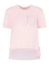 Marni Embroidered Cotton-jersey And Poplin T-shirt In Pink
