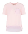 Marni Embroidered Cotton-jersey And Poplin T-shirt In Pink