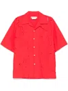 Marni Logo-embroidered Cut-out Shirt In Red