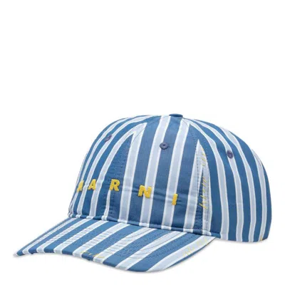 Marni Logo-embroidered Denim Baseball Cap In Blue